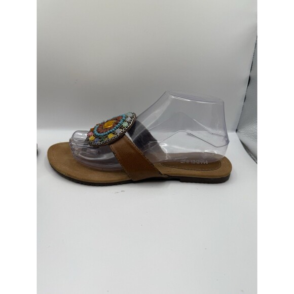 Madeline Stuart 8.5M Rhinestone Beaded Stone Embellishment Brown Sandals - Picture 5 of 11